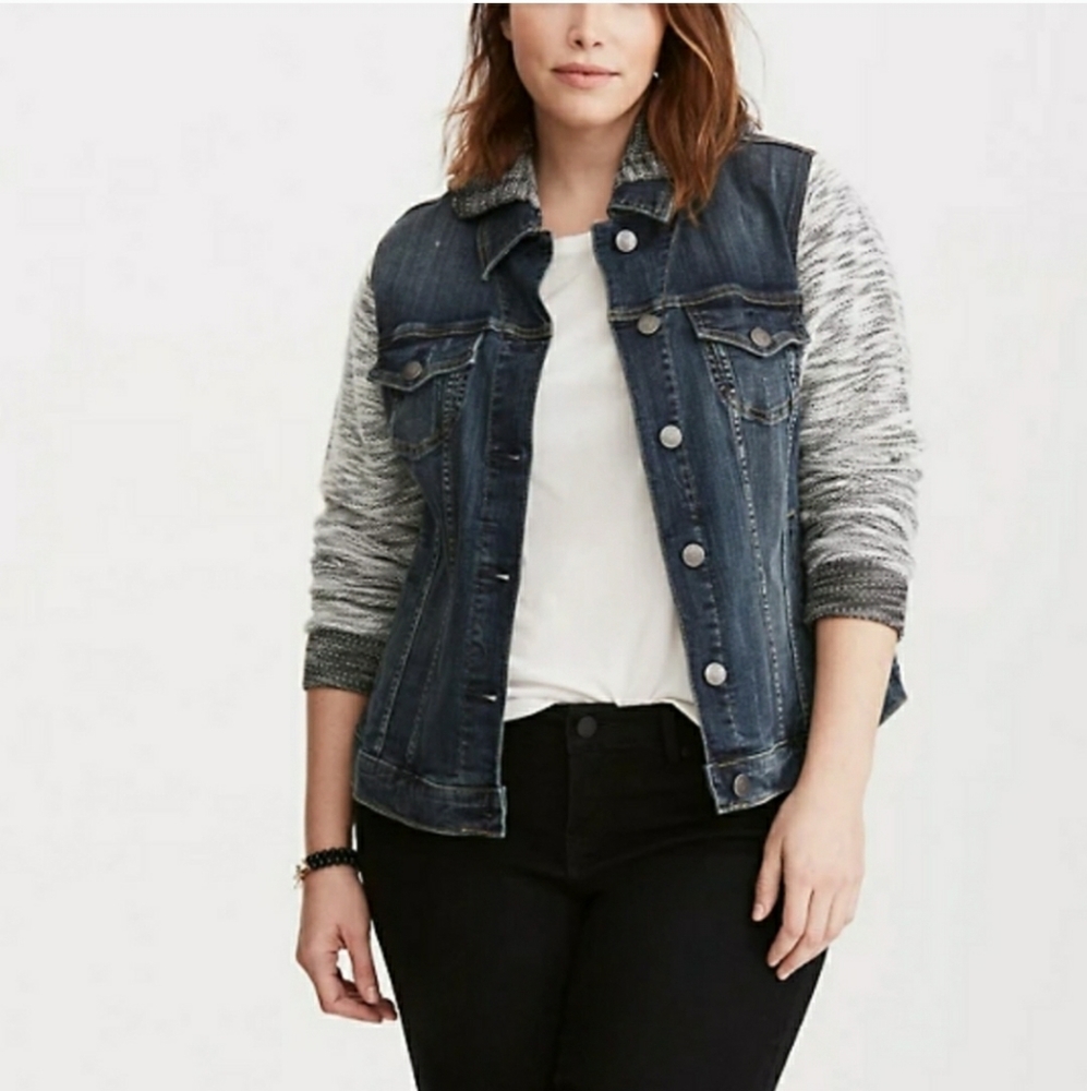 Torrid Denim French Terry Hooded Jacket